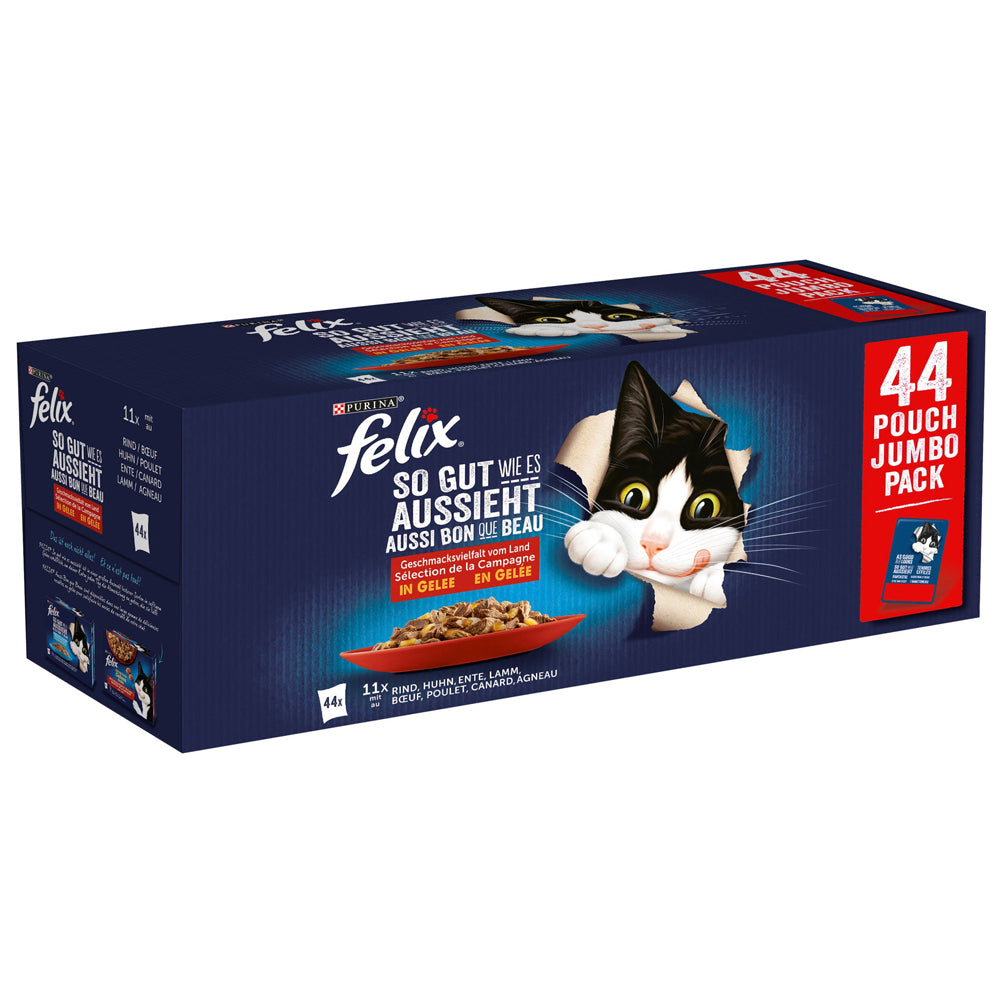 Box in cartone a 44 bustine miste a base di carne Felix Multipack Mix Carne
