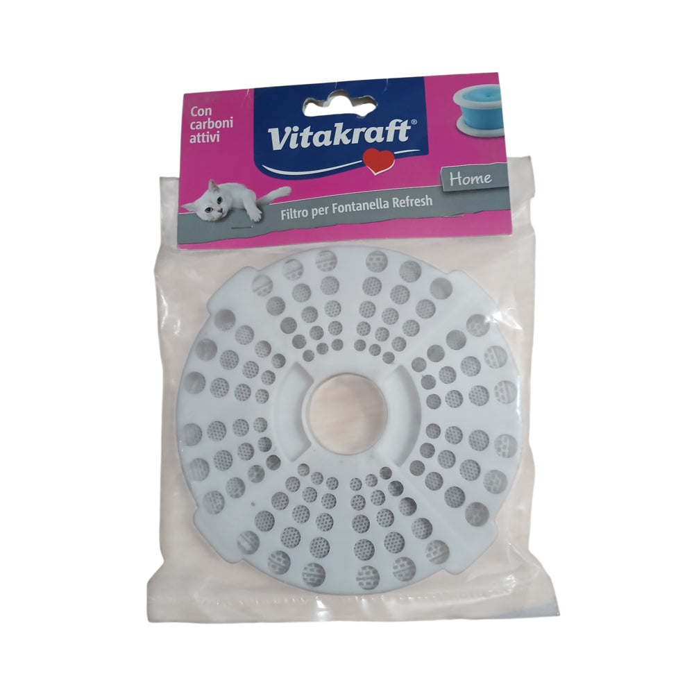Filtro di ricambio originale Vitakraft per fontanella Refresh, sistema di filtraggio al carbone attivo per acqua pulita per gatti e cani.