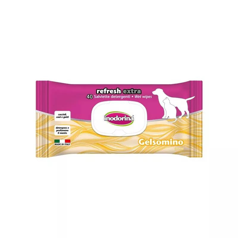 Inodorina Salviette Refresh Salviette profumate imbevute per Cani e Gatti confezione da 40 pz. - Partenopet