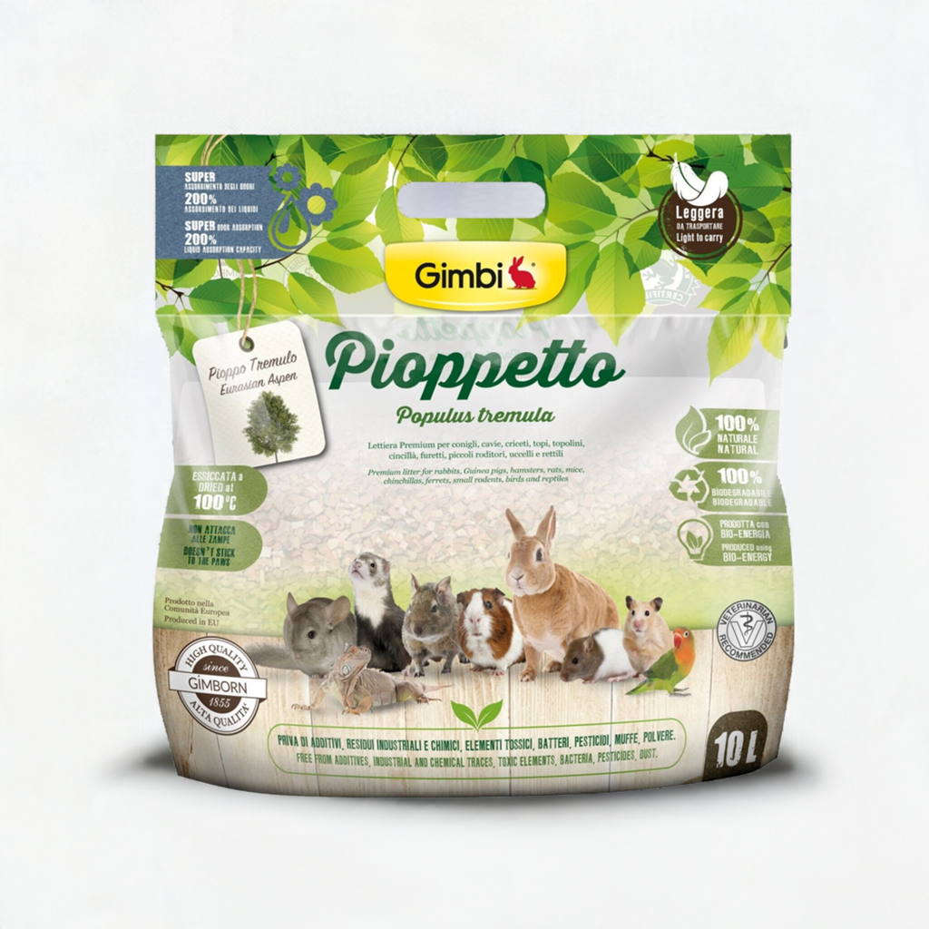 Busta di lettiera per roditori in sfoglie di pioppo Gimbi Pioppetto 10 litri