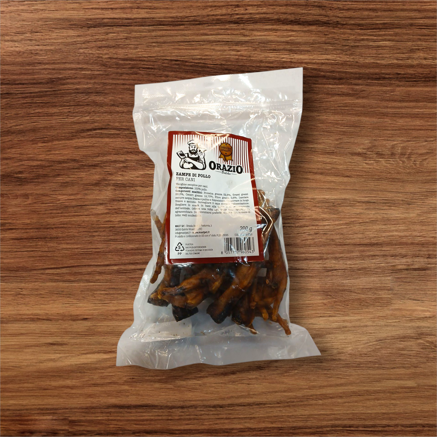 Muslos de pollo naturales Orazio para perros, snacks naturales deshidratados, bolsa de 200 g