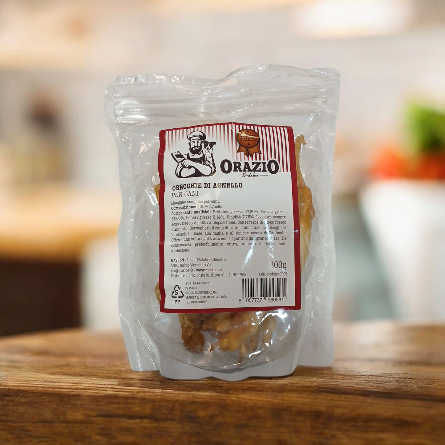 Busta di orecchie di Agnello Essiccate al naturale Orazio da 100 g