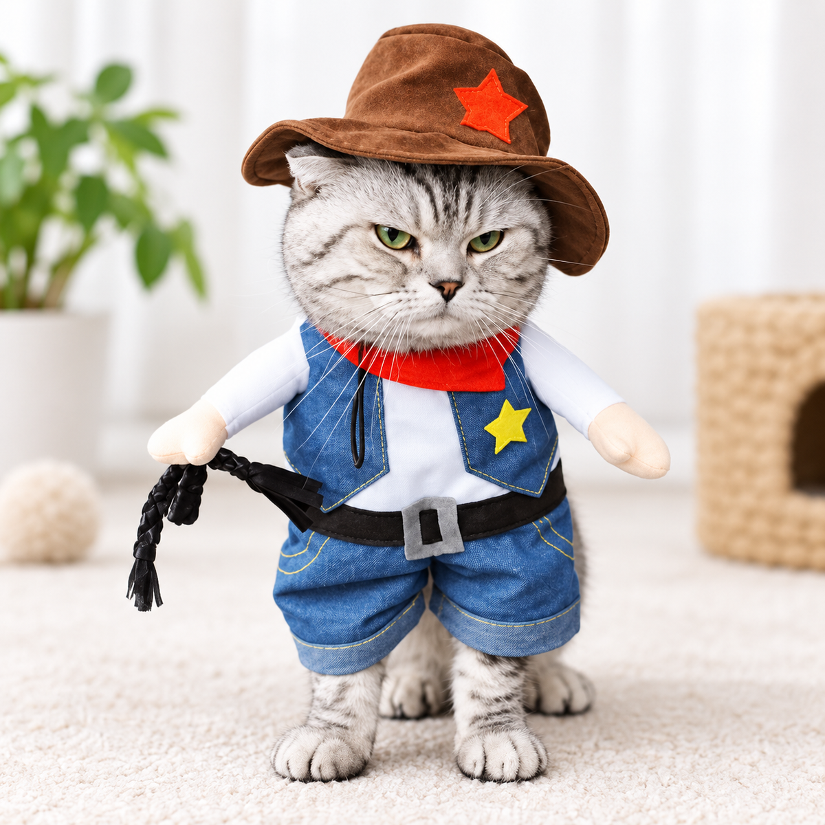 Costume Cowboy Sceriffo per Cani e Gatti – Travestimento Western per Halloween e Carnevale