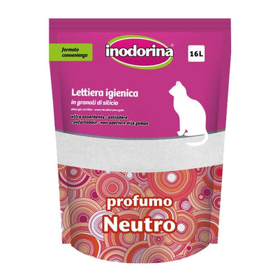 Busta di lettiera in silicio per gatti Inodorina profumo neutro o al talco da 16 L