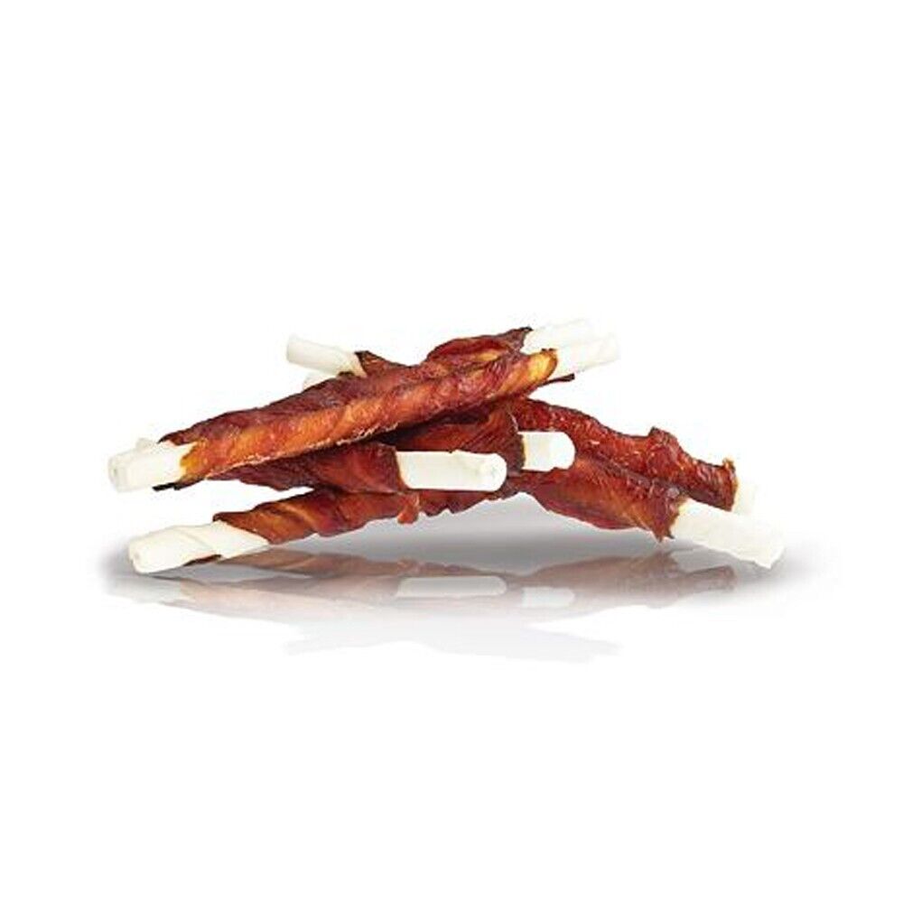 Busta di bastoncini di pelle di bufalo ricoperti di anatra essiccata Kid Dog da 500 g