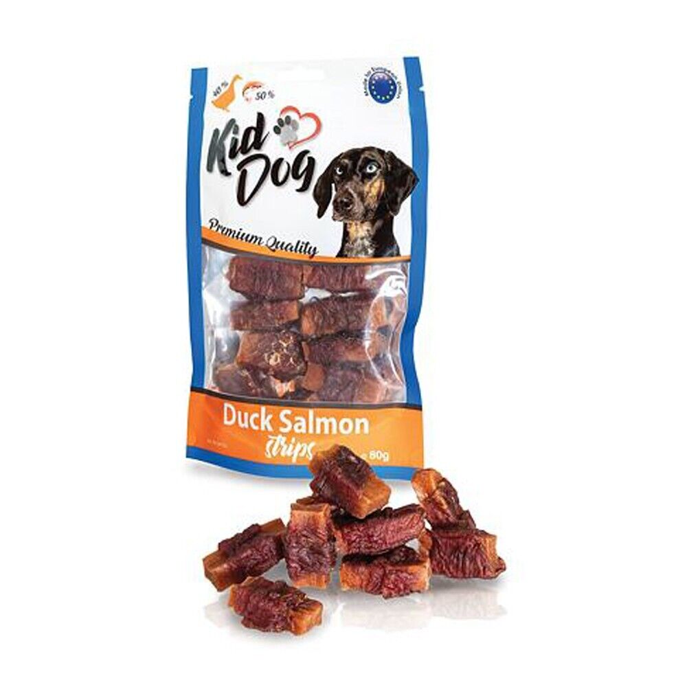 Busta di snack per cani con salmone e anatra Kid Dog da 80 g