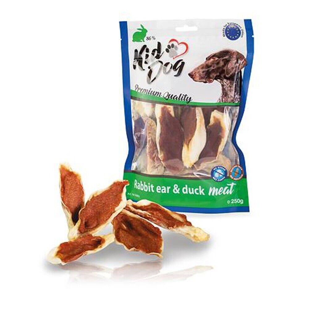 Busta di orecchie di coniglio con carne di anatra Kid Dog da 250 g