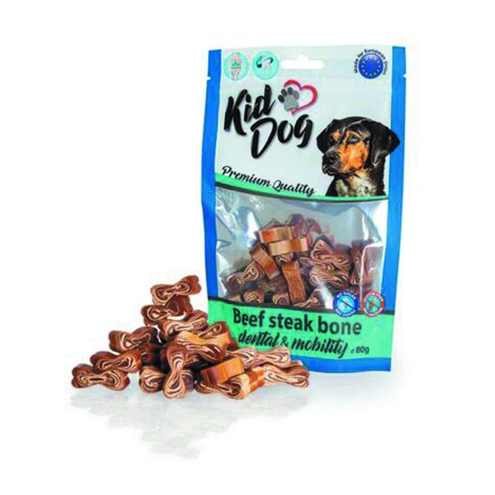 Busta di snack per cani al manzo per la salute dentale e per la mobilità Kid Dog 80 g