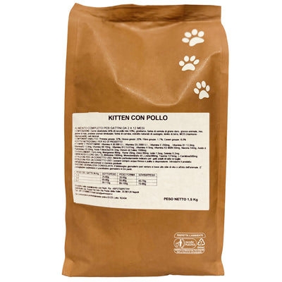 Partenopet Cat Kitten Pollo Crocchette per Gatti Cuccioli pressate a freddo 1,5 kg - Partenopet