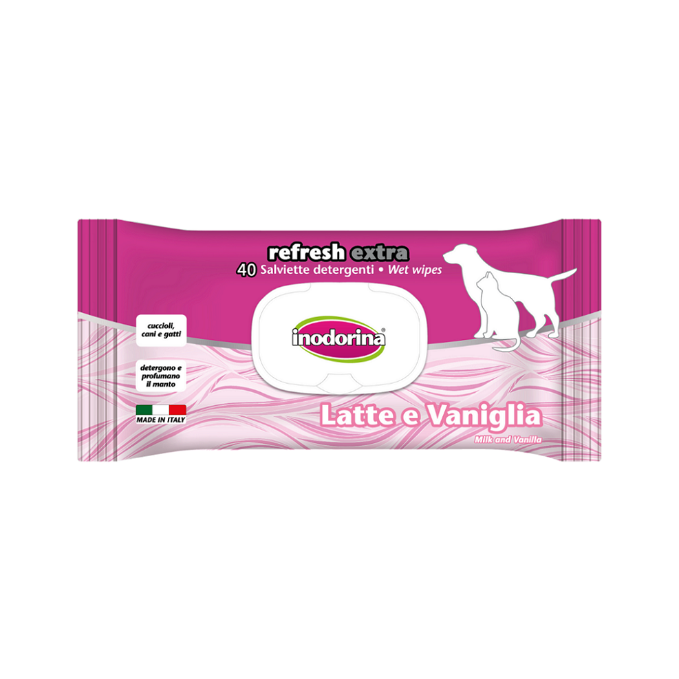 Inodorina Salviette Refresh Salviette profumate imbevute per Cani e Gatti confezione da 40 pz. - Partenopet