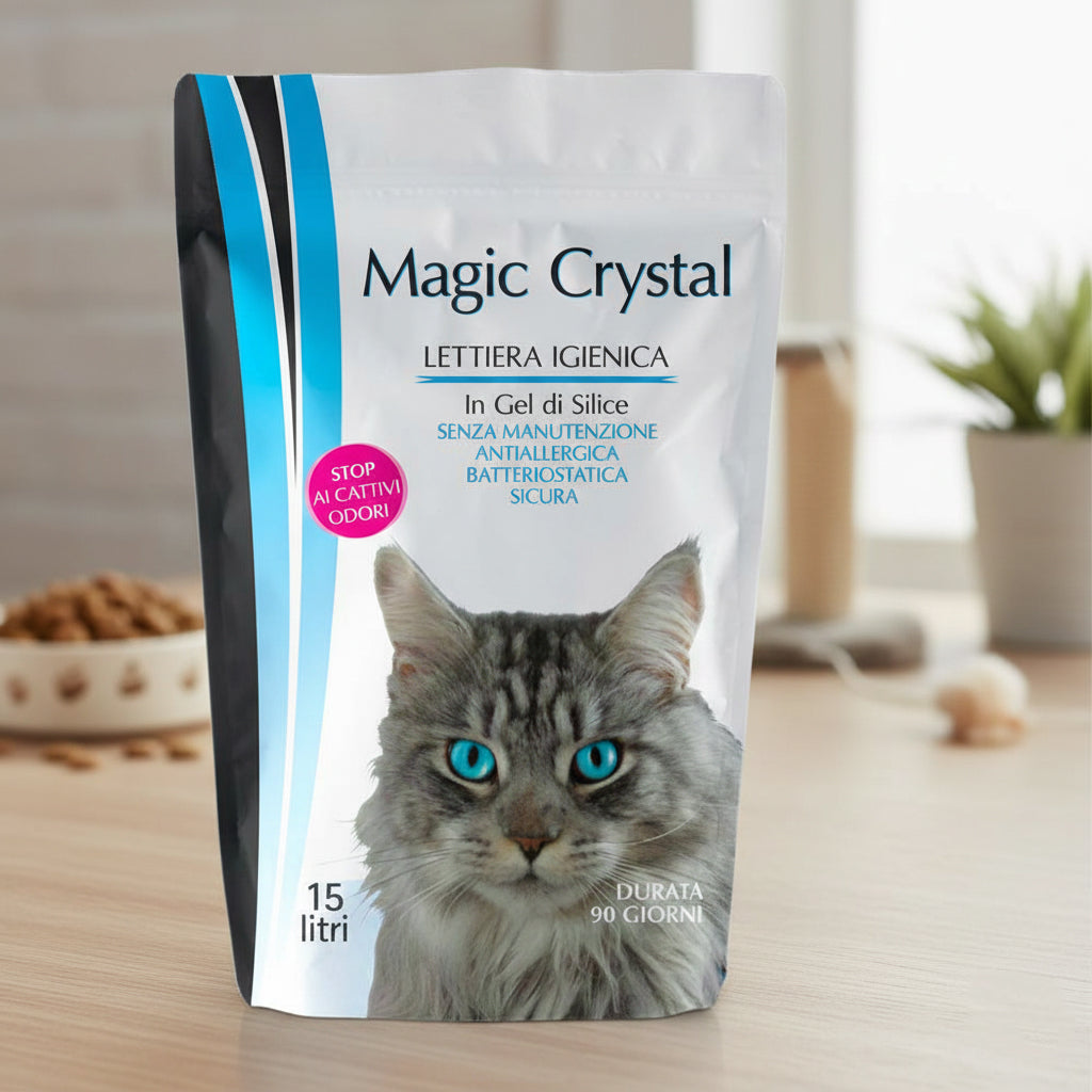 Magic Crystal Lettiera Gel di Silice 15L | Antiallergica, Batteriostatica | Senza Profumo