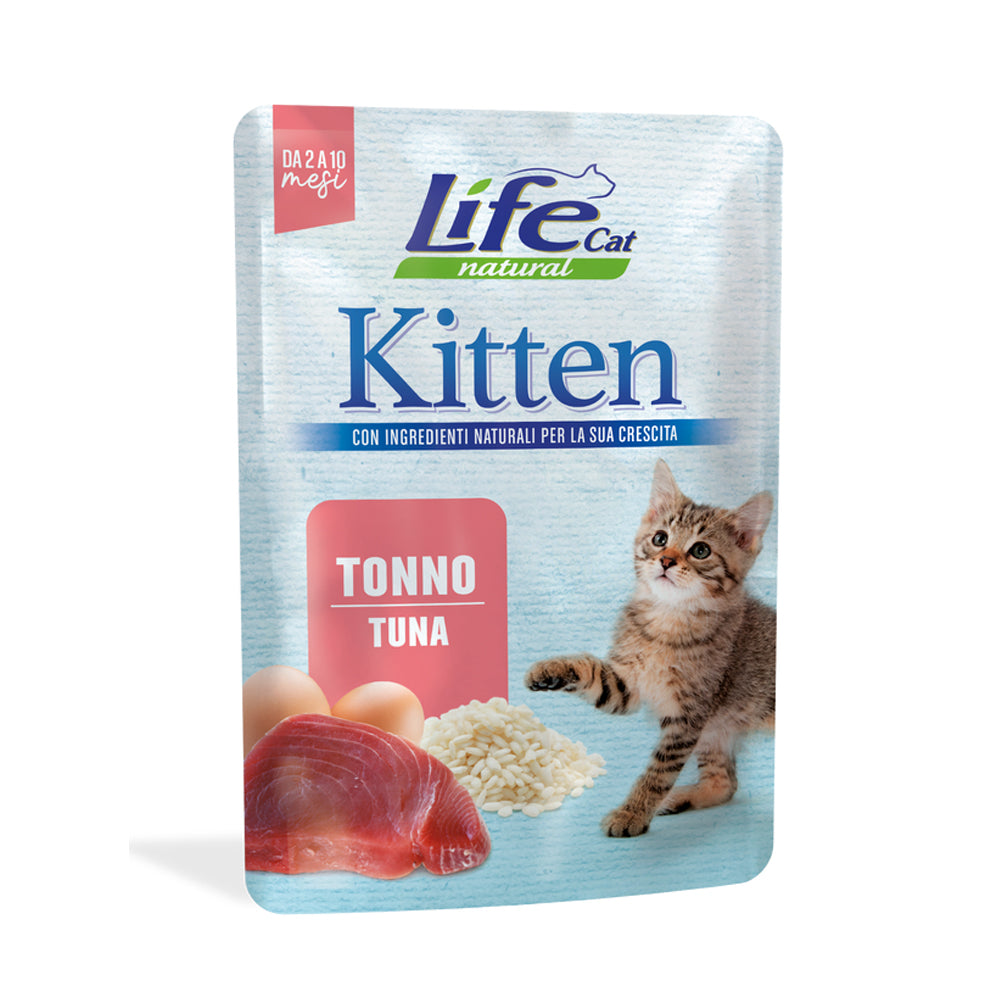 Busta di alimento umido per gatti cuccioli al tonno marca Life da 70 g