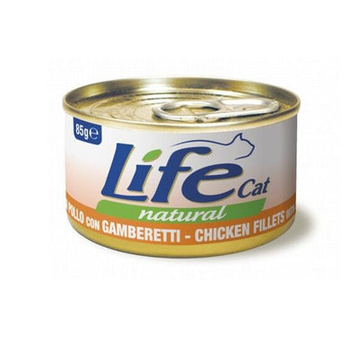 Scatoletta di alimento umido per gatti con pollo e gamberetti Life da 85 g