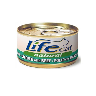 Scatoletta di alimento umido per gatti con pollo e manzo Life da 85 g