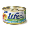 Scatoletta di alimento umido per gatti tonnetto con misto frutta Life da 85 g