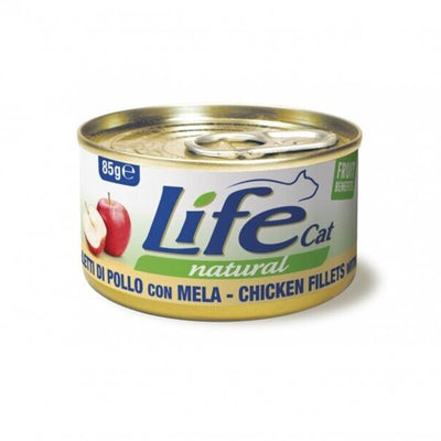Scatoletta di alimento umido per gatti on filetti di pollo e mela Life da 85 g