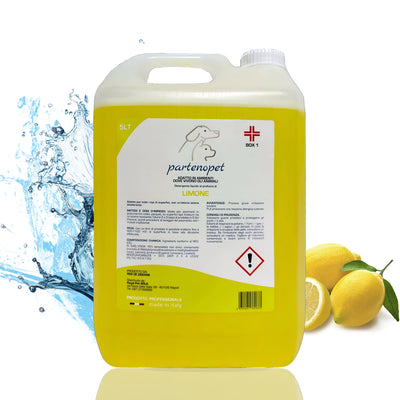 Partenopet Detergente Concentrato Elimina Odori per Tutte le Superifici Specifico per Ambienti con Animali al Limone 5 L - Partenopet