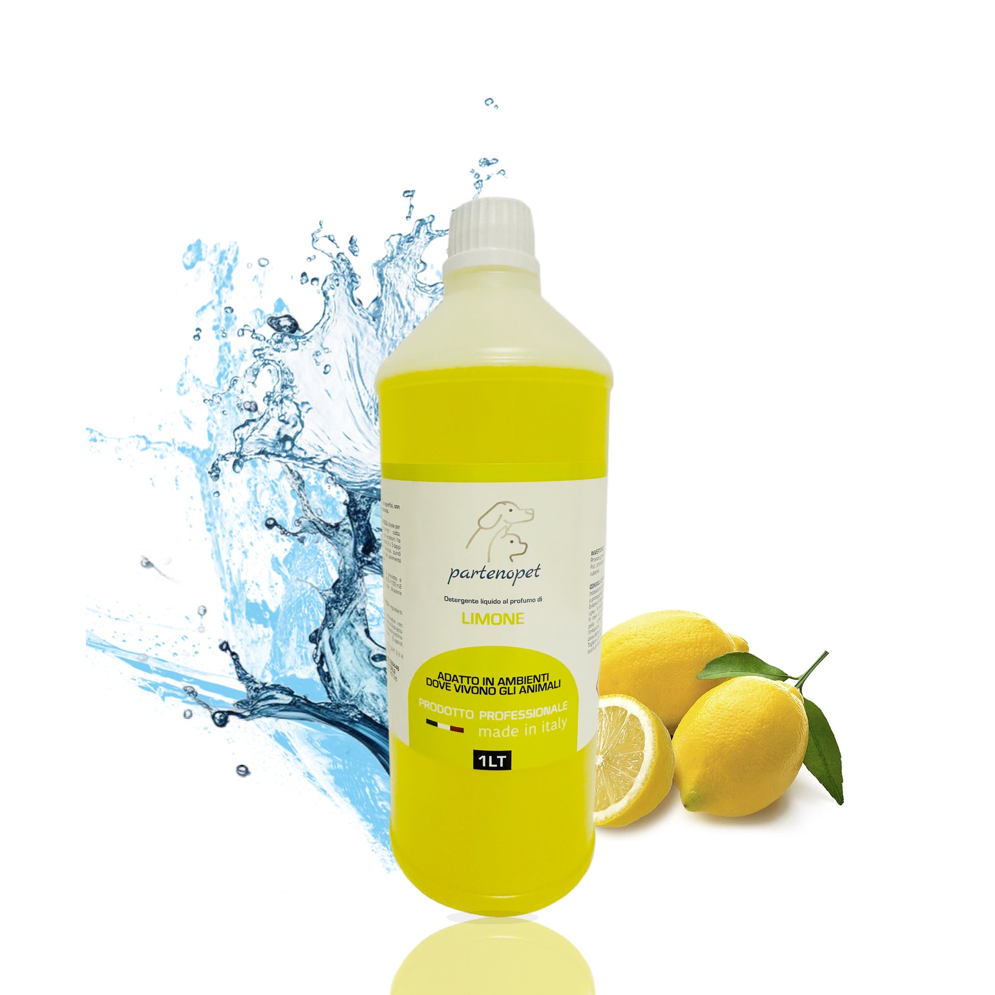 Partenopet Detergente Concentrato Elimina Odori per Tutte le Superifici Specifico per Ambienti con Animali al Limone 1 L - Partenopet