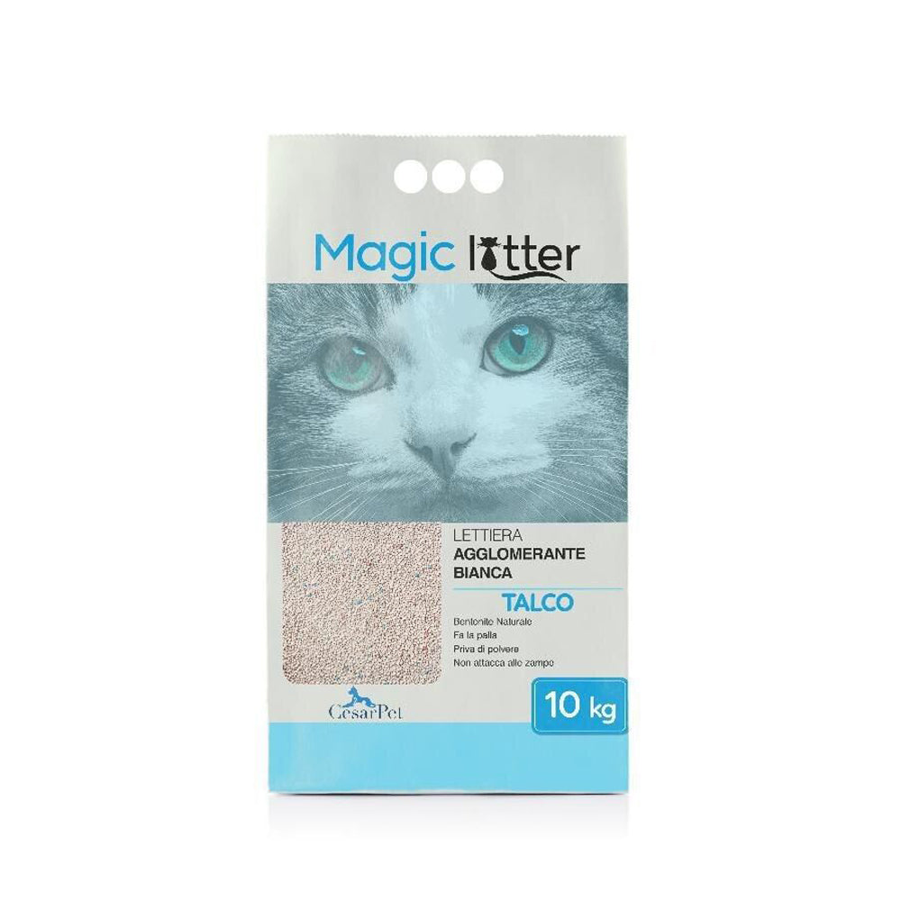 Busta di lettiera agglomerante per gatti profumata al talco marca Magic Litter da 10 kg