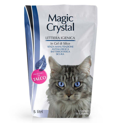 Busta di lettiera in gel di silice profumata al Talco Magica Crystal da 5 L