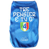 Maglietta per cani di colore blu con la scritta "Tre pensier e ò 4 (all'interno dello scudetto tricolore)"