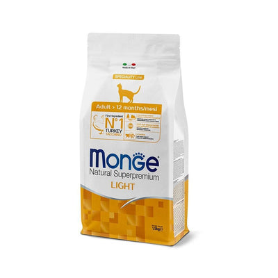 Busta di crocchette per gatti light al tacchino marca Monge da 1,5 kg