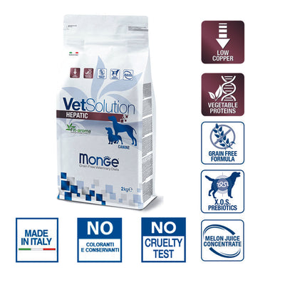 Monge VetSolution Hepatic Canine Alimento per Cani con Problemi Epatici
