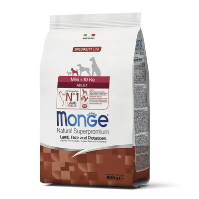 Monge Natural Mini Adult Agnello Riso Patate Crocchette per Cani Adulti Agnello