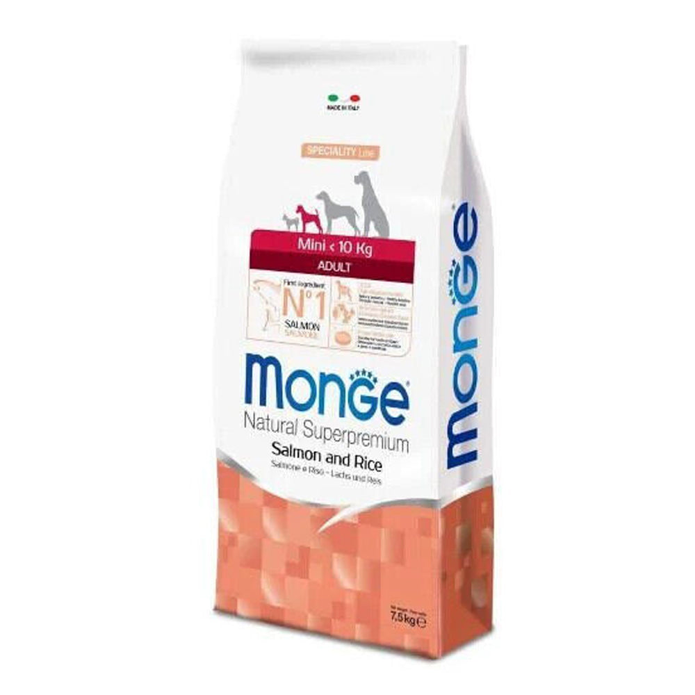 Monge Natural Mini Adult Salmone con Riso Crocchette per Cani Adulti al Salmone
