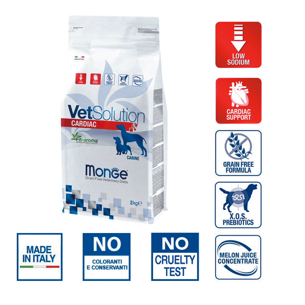 Busta di crocchette per cani con insufficienza cardiaca cronica Monge Vetsolution Cardiac Canine