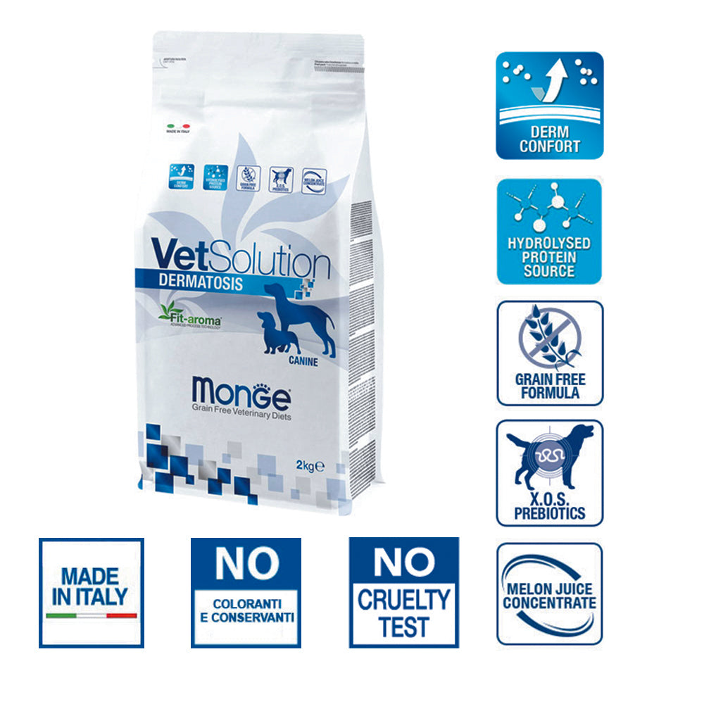 Busta di crocchette per cani con dermatiti Monge Vetsolution Dermatosis