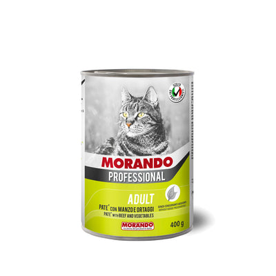 Scatoletta di alimento umido per gatti con manzo e ortaggi Morando da 400 g