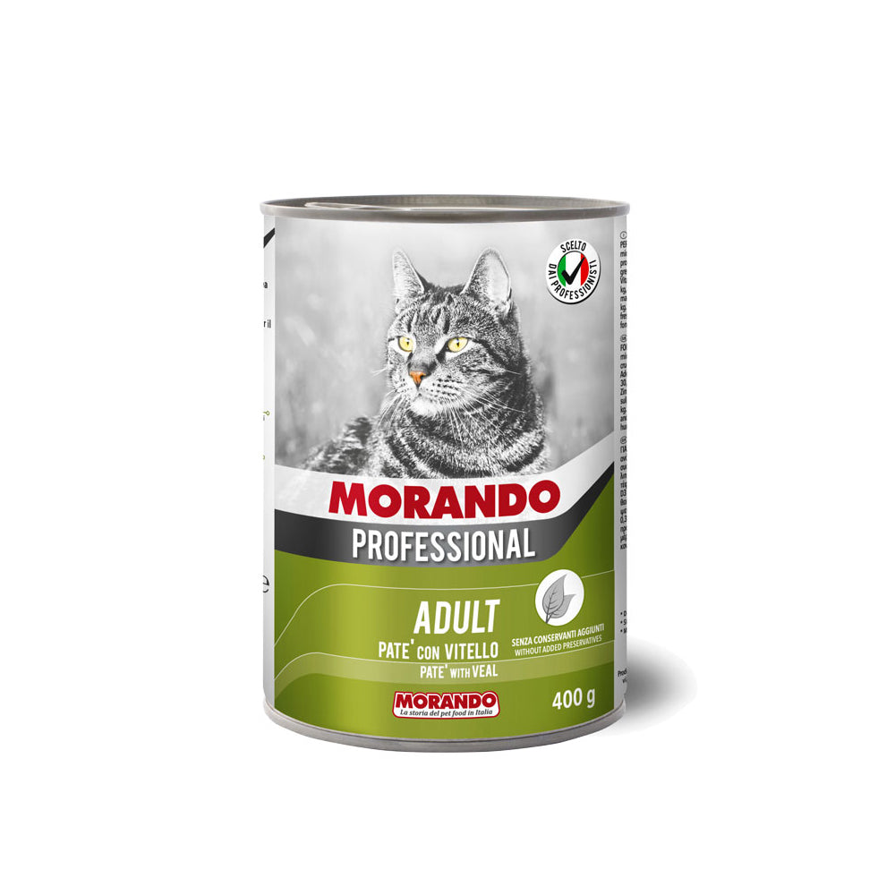 Scatoletta di alimento umido per gatti adulti Morando Professional al vitello da 400g