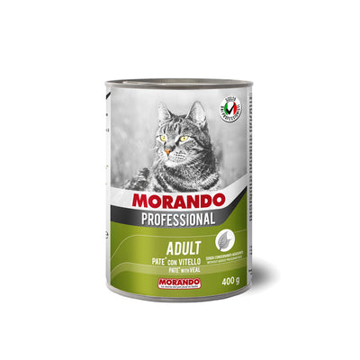 Scatoletta di alimento umido per gatti adulti Morando Professional al vitello da 400g