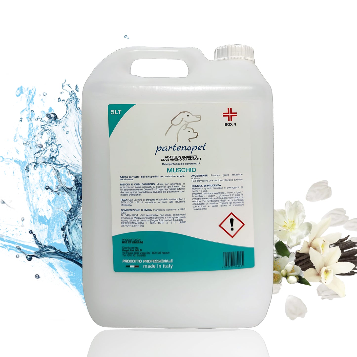 Partenopet Detergente Concentrato Elimina Odori per Tutte le Superifici Specifico per Ambienti con Animali al Muschio Bianco 5 L - Partenopet