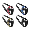 Museruola per cani in nylon nero con bordi riflettenti, imbottitura interna morbida e fibbia a scatto, ideale per cani di piccola, media e grande taglia.