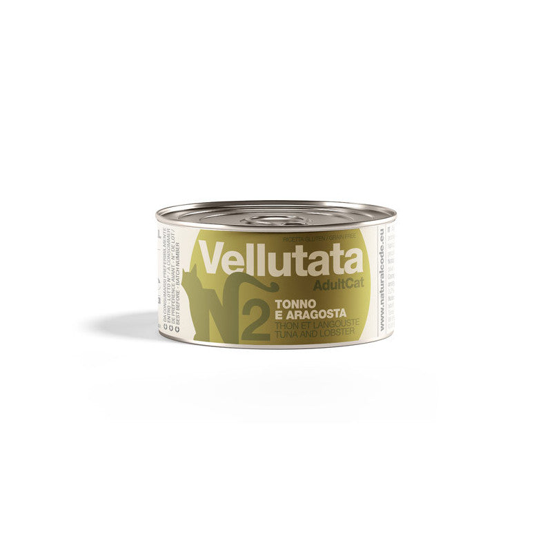 Natural Code 02 Vellutata Tonno e Aragosta 85 g alimento umido complementare per gatti adulti con tonno, aragosta, ingredienti naturali e senza glutine