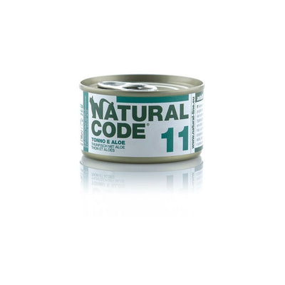Scatoletta di alimento umido per gatti con tonno e aloe Natural Code da 85 g