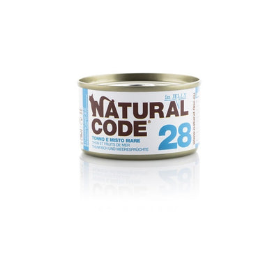 Scatoletta di alimento umido per gatti con tonno e misto mare Natural Code da 85 g
