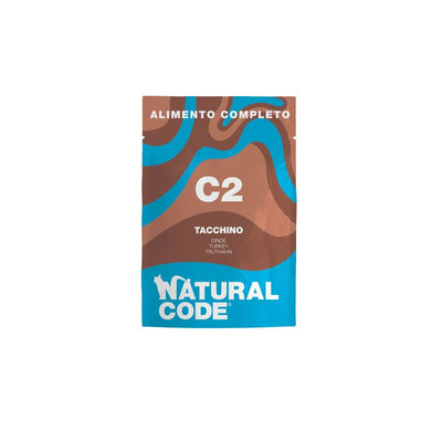 Natural Code C02 Tacchino alimento umido completo per gatti adulti 70 g con 68% di tacchino e zucca naturale