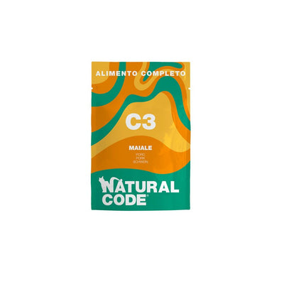Natural Code C03 Maiale alimento umido completo per gatti adulti 70 g con 68% di maiale e patate dolci naturali