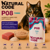 Natural Code P08 Tonno alimento umido completo per gatti adulti bustina da 70 g con 58% tonno Skipjack e riso, ricco di Omega 3
