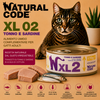 Natural Code XL02 Tonno e Sardine alimento complementare per gatti adulti in lattina da 170 g con 56% tonno e 14% sardine, senza cereali e senza glutine.