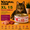 Natural Code XL15 Pollo e Agnello 170g alimento umido complementare per gatti adulti in lattina
