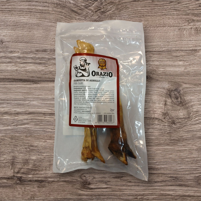 Confezione da 2 zampette di agnello essiccate marca Orazio