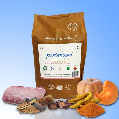 Partenopet Adult All Breeds Mono Maiale e Zucca Crocchette per Cani 100% Naturali 2 kg - Partenopet