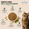 Sacco da 1,5kg crocchette Partenopet Adult Cat al pollo, alimento naturale per gatti adulti pressato a freddo prodotto in Italia, senza conservanti né coloranti, con Taurina e Curcuma.