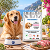 Cane adulto accanto alla confezione Partenopet Dog Adult Maiale 4 kg
