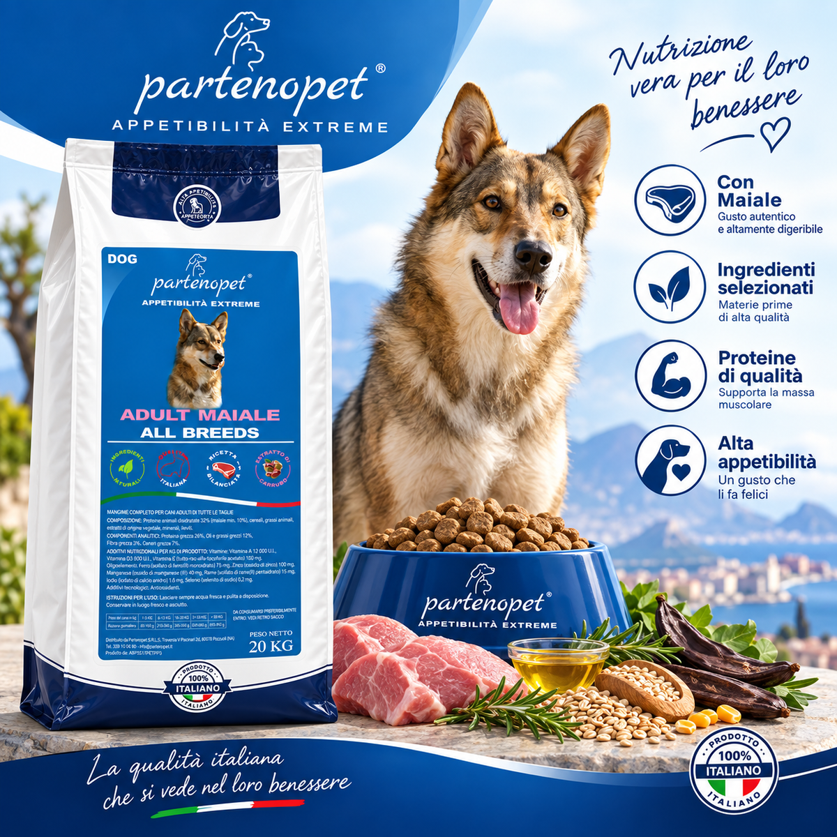 Partenopet Dog Adult Maiale 20 kg: dettaglio della ricetta