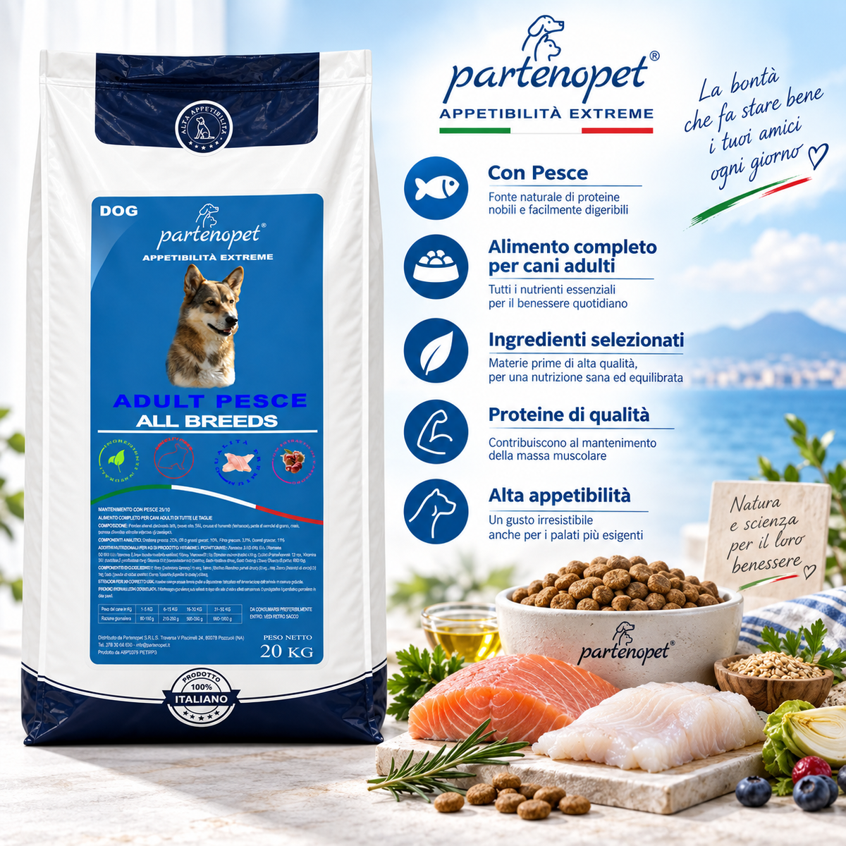 Partenopet Dog Adult Pesce 20 kg: dettaglio della ricetta